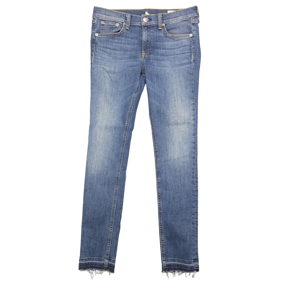 Rag & Bone Jeans Womens 29 Blue Ankle Skinny Mid Rise Distressed‎ Raw Hem Denim